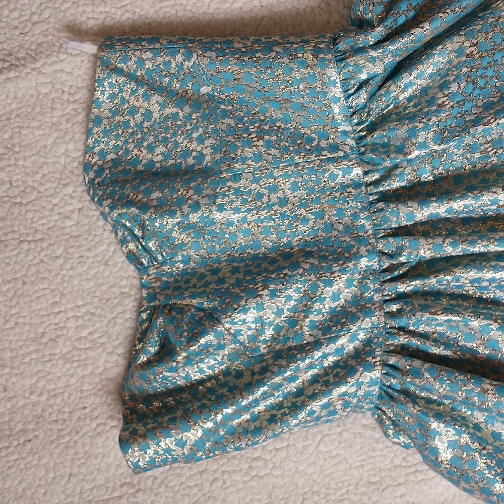 Turquoise and Gold Blithe NY Strapless Prom Dress - Picture 2 of 8